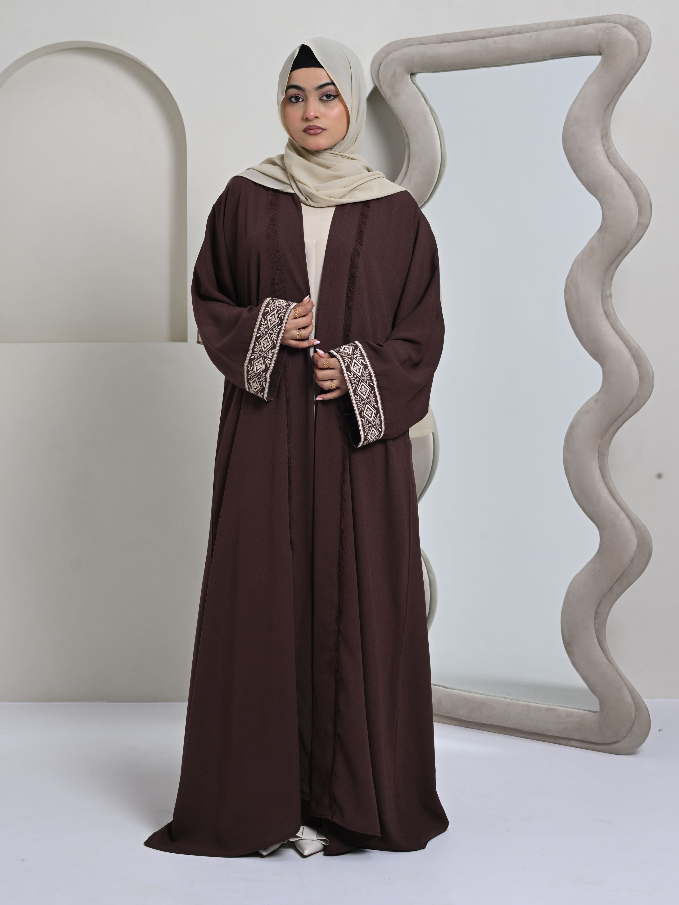 Embroidered Open Abaya