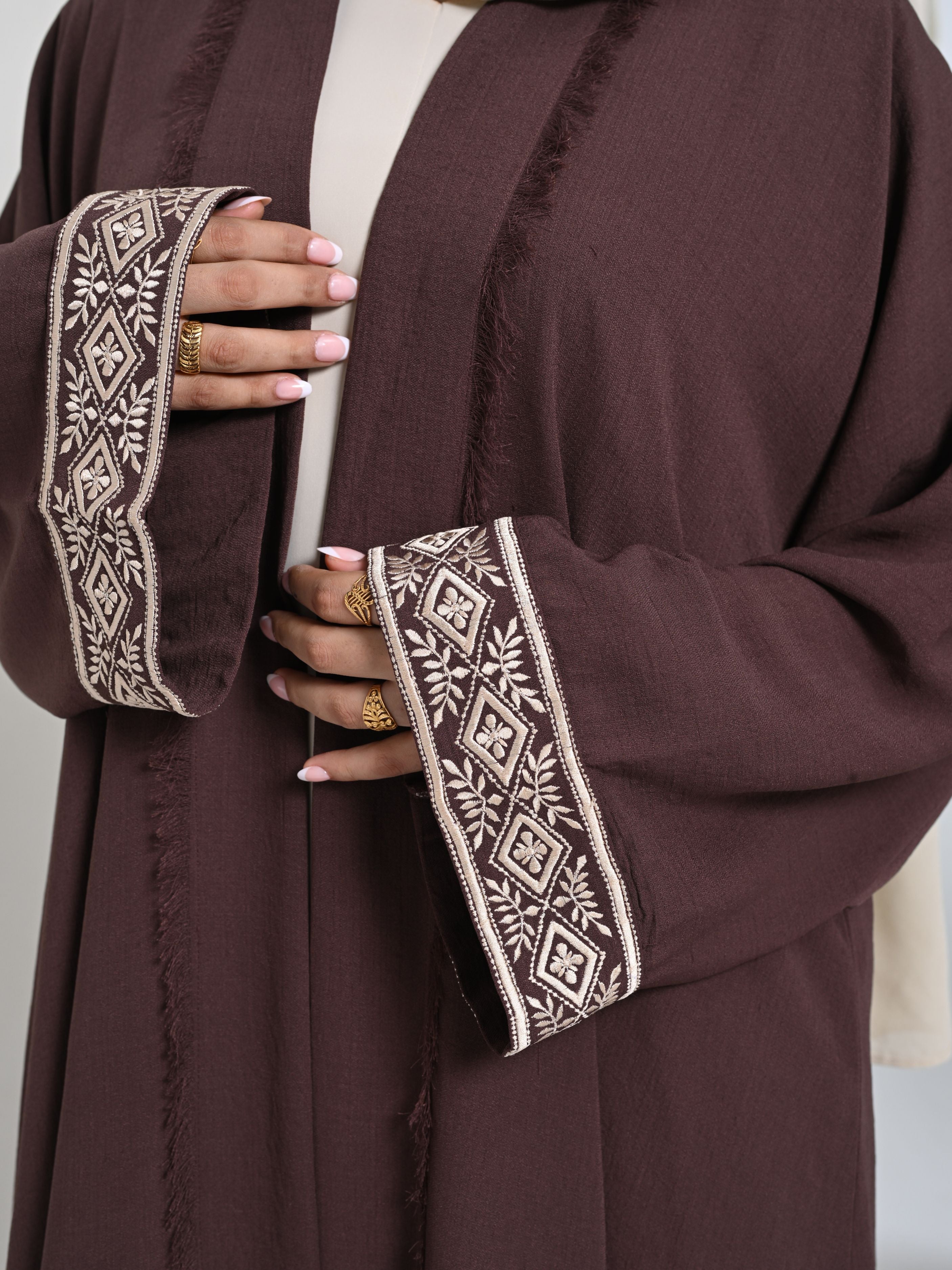 Embroidered Open Abaya